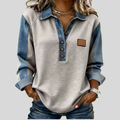 Gabriela™ | Sweter z denimu z kołnierzem