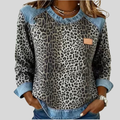 Hollyn™ | Sweter w panterkę z dżinsowym kołnierzem