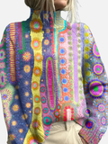 Anna | Wzorzysty sweter z wysokim kołnierzem