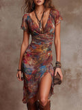 ANDREA - Boho Midi Sukienka z Falbankami