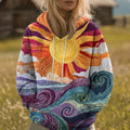 Dalia | Bluza z kapturem w nadruk słonecznym
