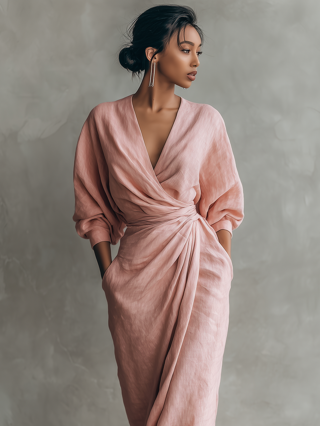 Julianna | Minimalistyczna sukienka maxi z wiązaniem