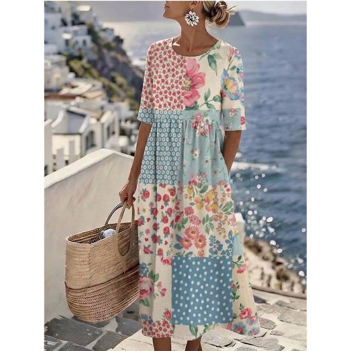 Aurelia™ - Elegancka Kwiatowa Sukienka Letnia Midi