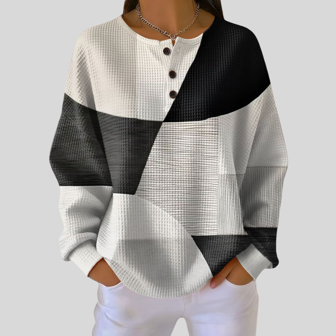 Almira™ | Sweter Henley z dzianiny waffle