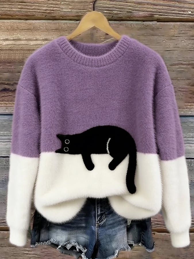 Belinda - Oversized sweter z motywem kota