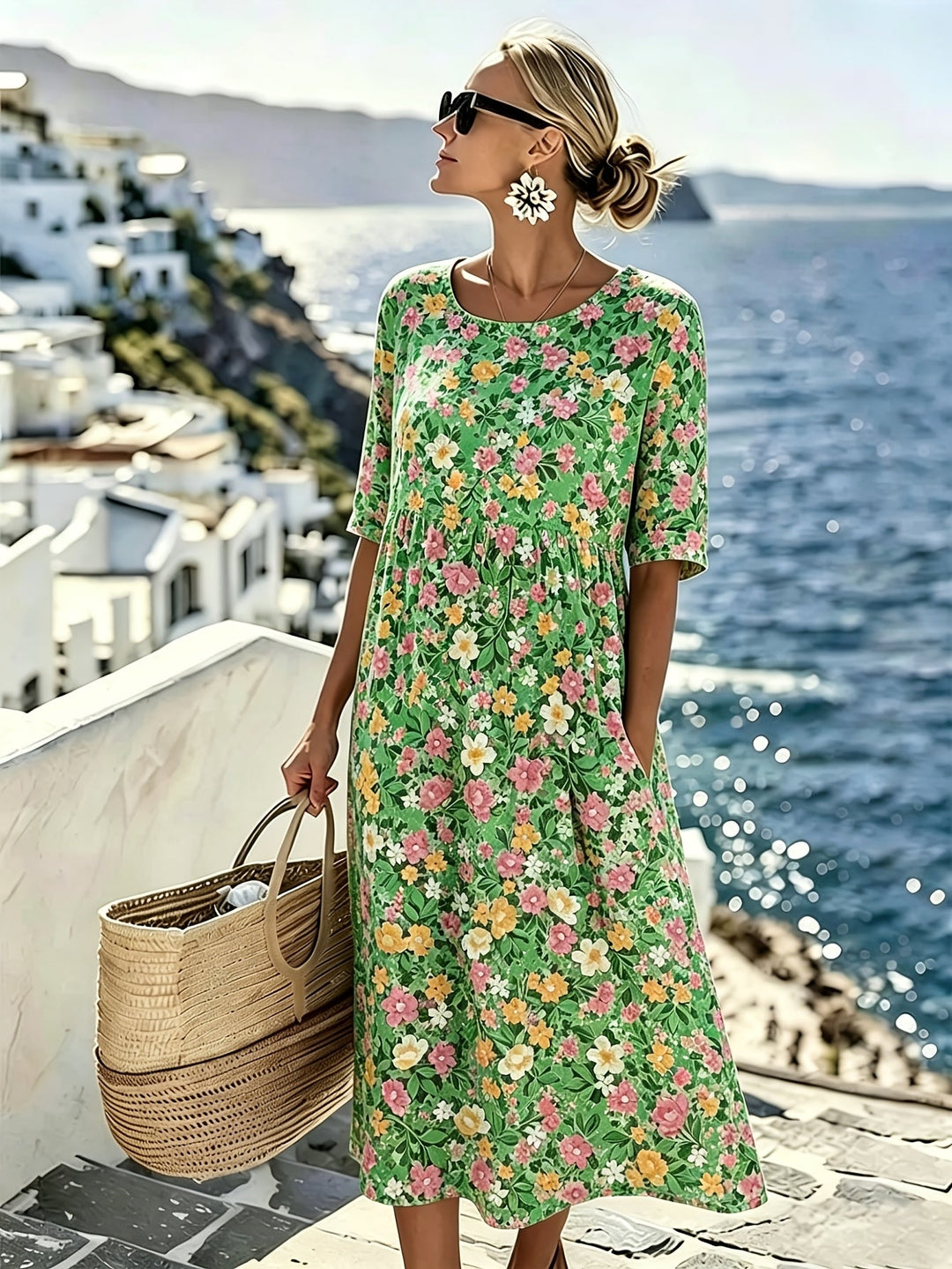 Charlotte™ - Elegancka kwiatowa letnia sukienka midi