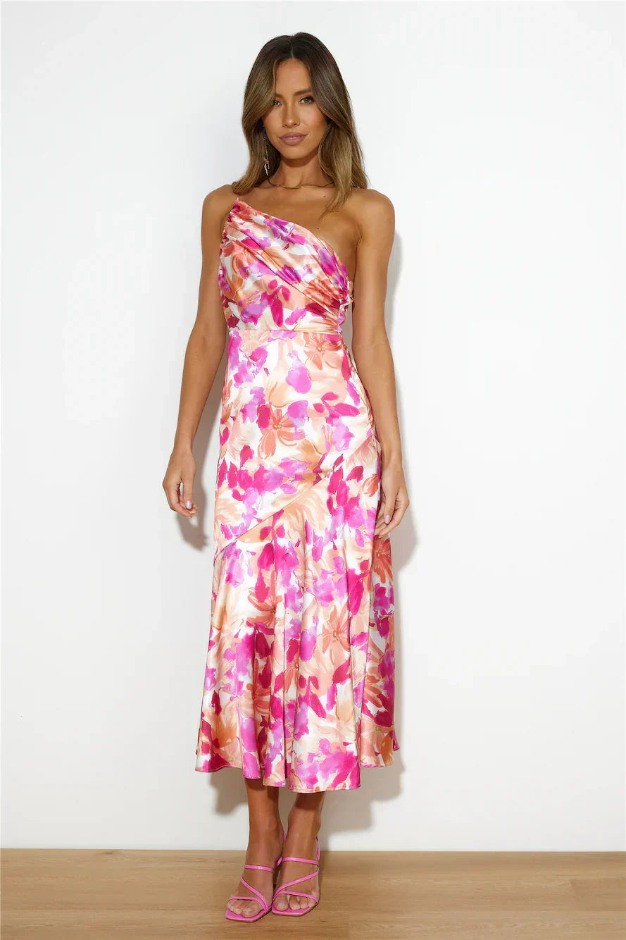 Eliza - Sukienka Midi na Jedno Ramię