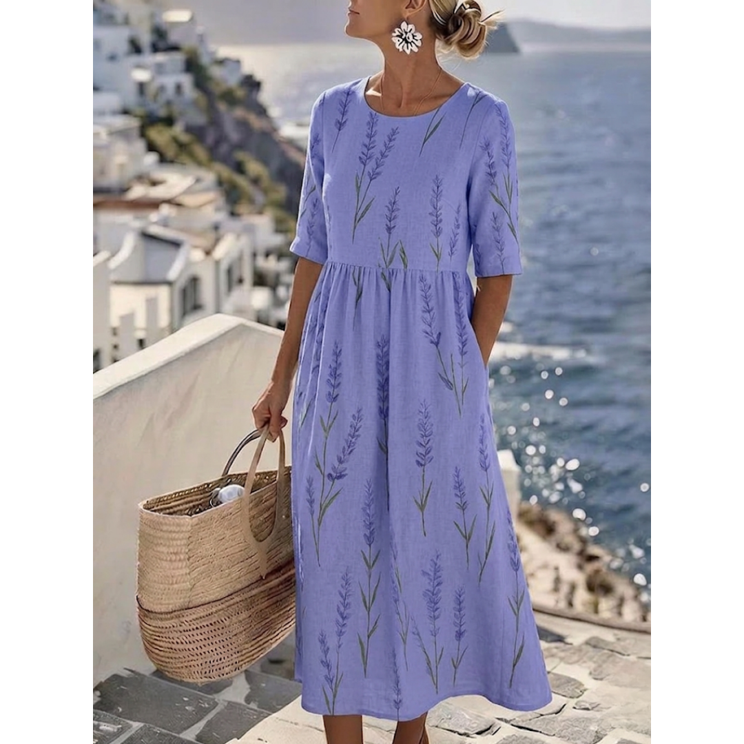 Aurelia™ - Elegancka Kwiatowa Sukienka Letnia Midi