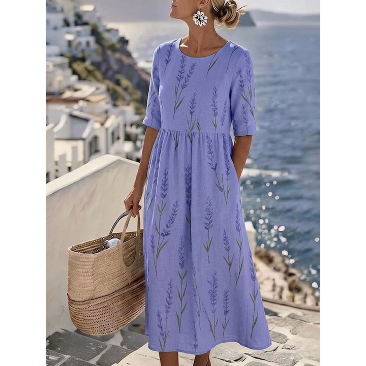 Aurelia™ - Elegancka Kwiatowa Sukienka Letnia Midi