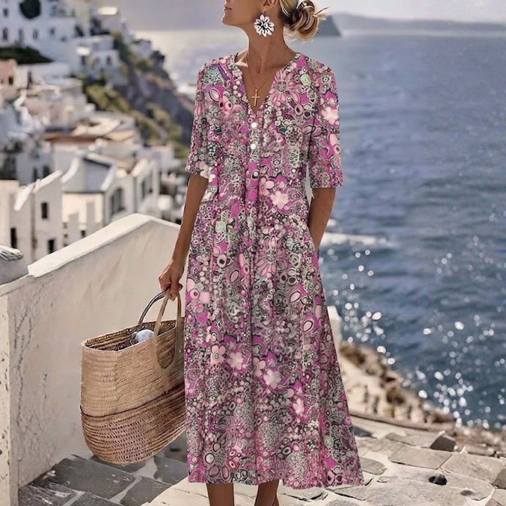 Janice™ | Elegancka letnia sukienka midi z zakryciem brzucha
