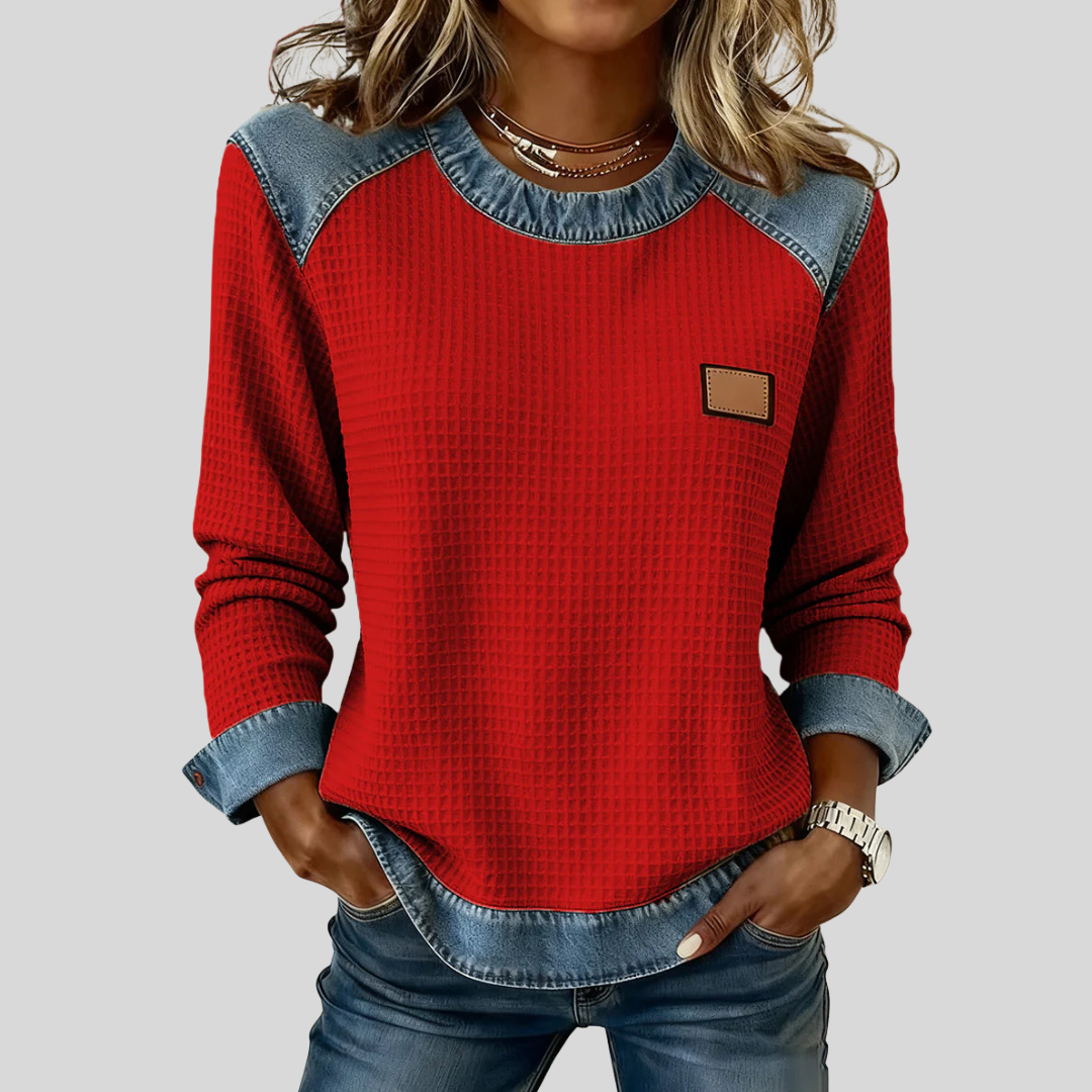 Delancine™ | Sweter Waffle z Wzorem Patchwork
