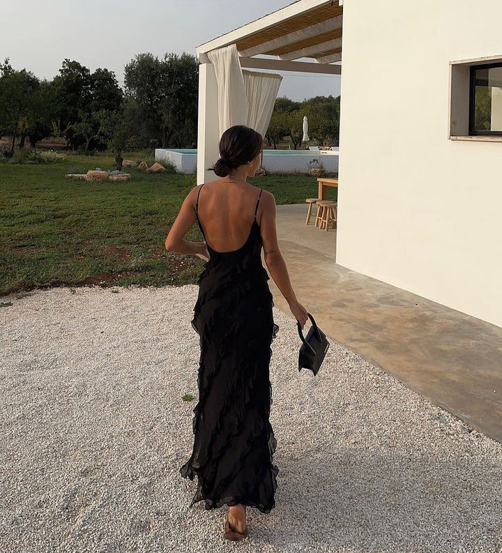 Zara - Sukienka Maxi z Falbanami