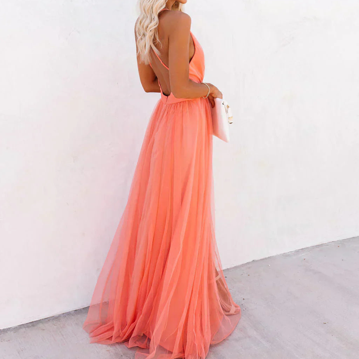 Willow - Koralowa Sukienka Maxi