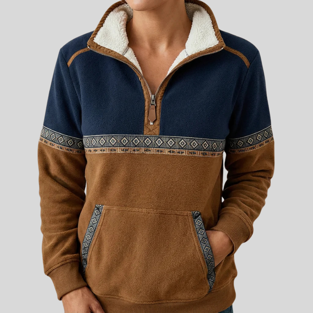 Alvette™ | Polarowy Pulower z Kołnierzem Sherpa i Zamek 1/2