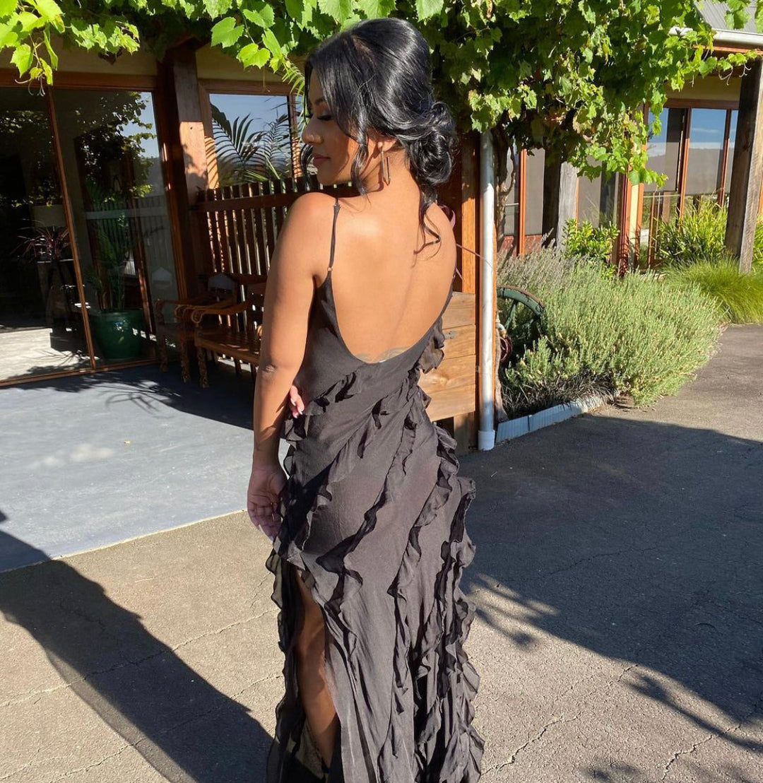 Zara - Sukienka Maxi z Falbanami