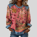 Marzena™ | Bluza z nadrukiem kwiatowym i denimu