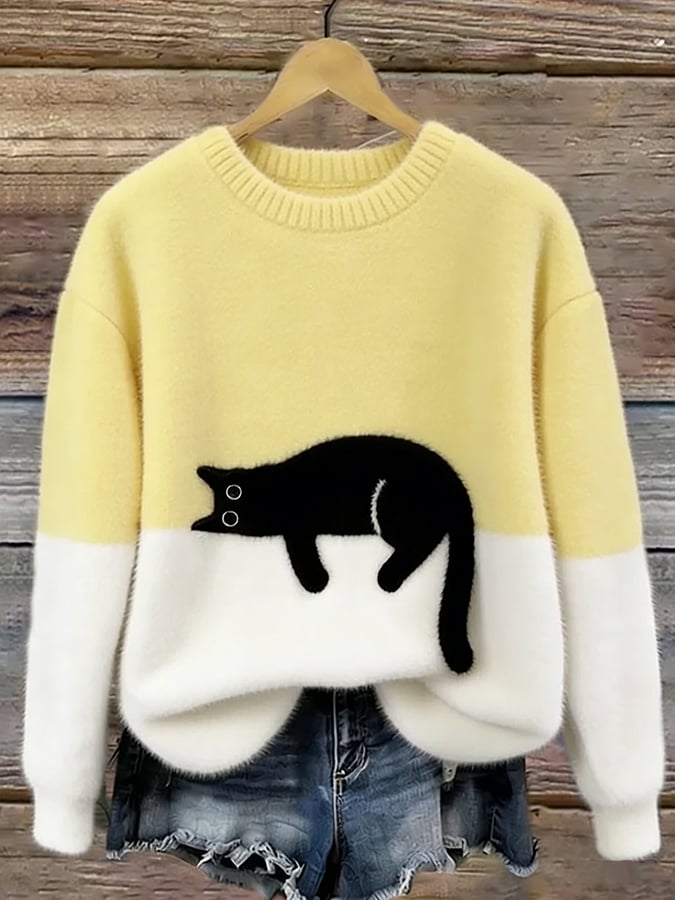 Belinda - Oversized sweter z motywem kota