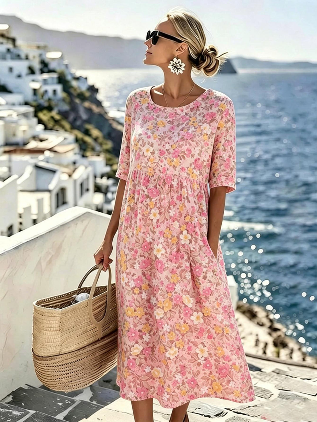 Grace™ - Elegancka Kwiatowa Letnia Sukienka Midi