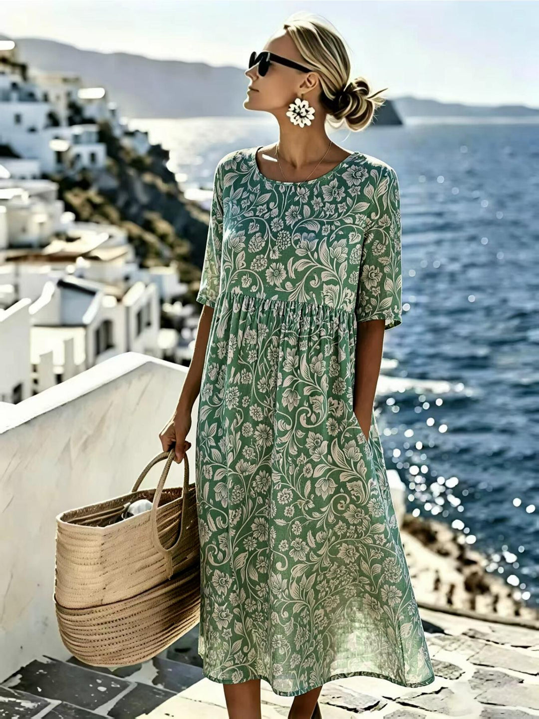 Amelia™ - Elegancka kwiatowa letnia sukienka midi