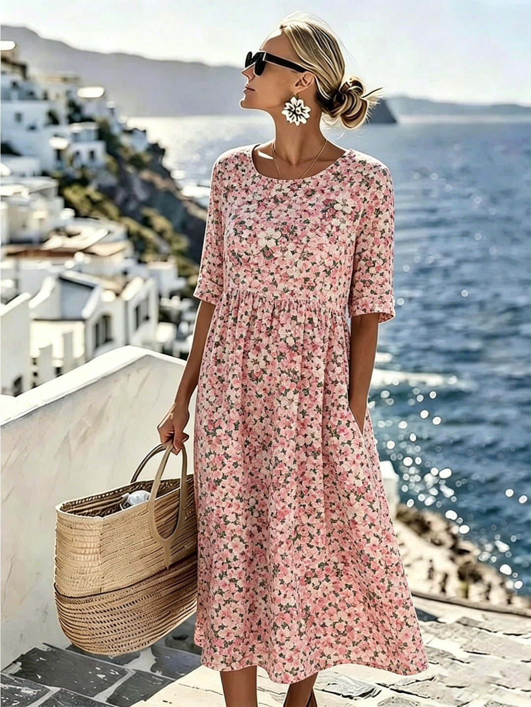 Charlotte™ - Elegancka kwiatowa letnia sukienka midi