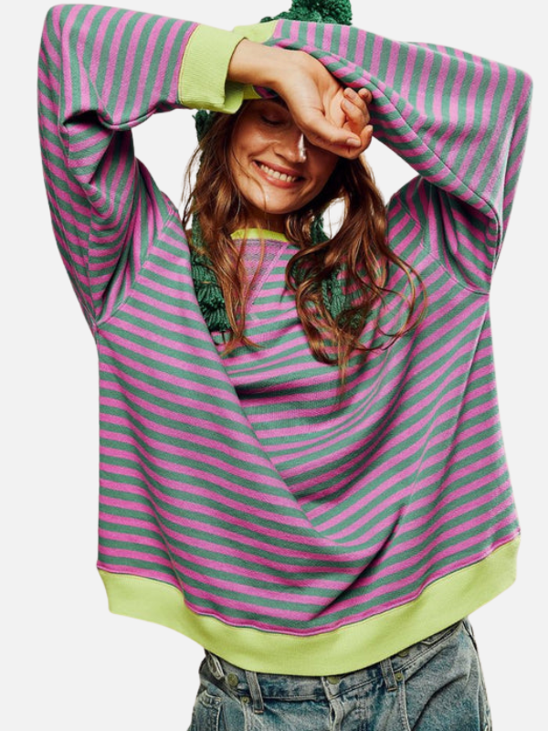 Lene | Kolorowy Oversized Paski Sweter