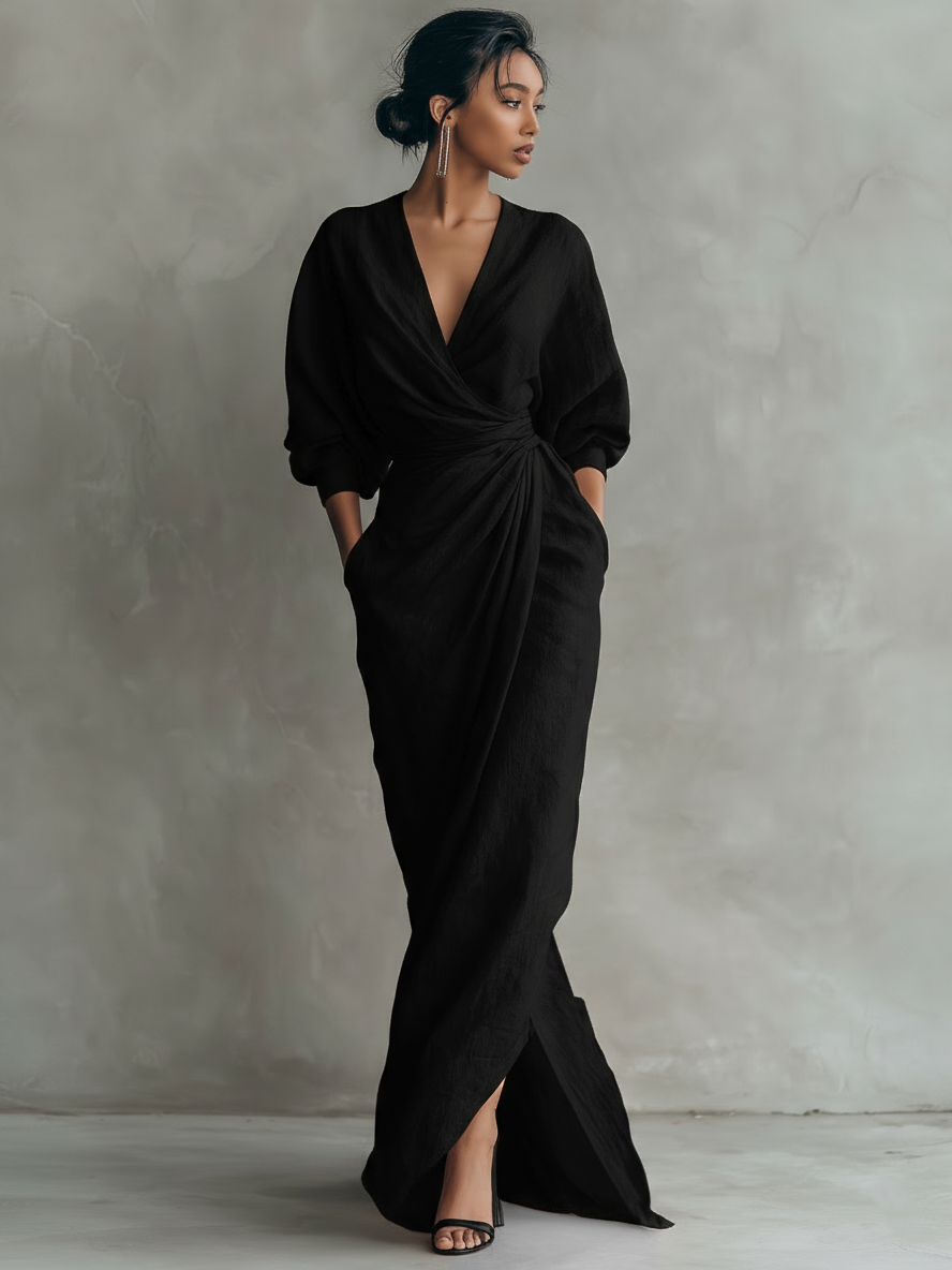 Julianna | Minimalistyczna sukienka maxi z wiązaniem