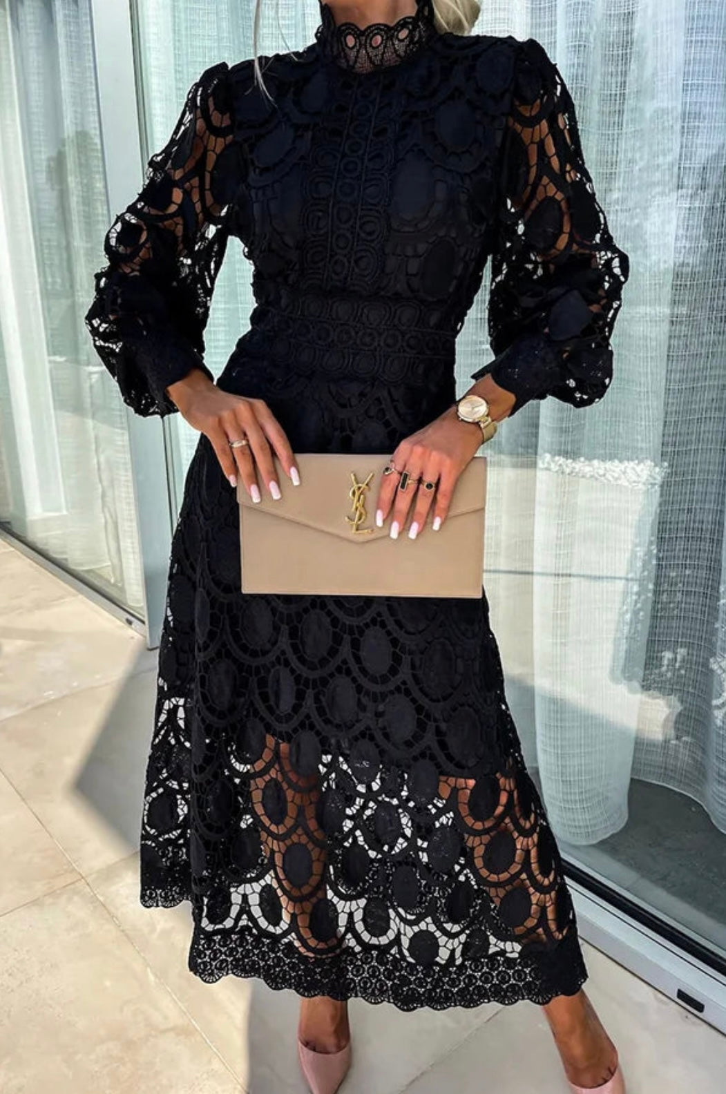Eloah™ | Elegancka Sukienka Midi z Koronką