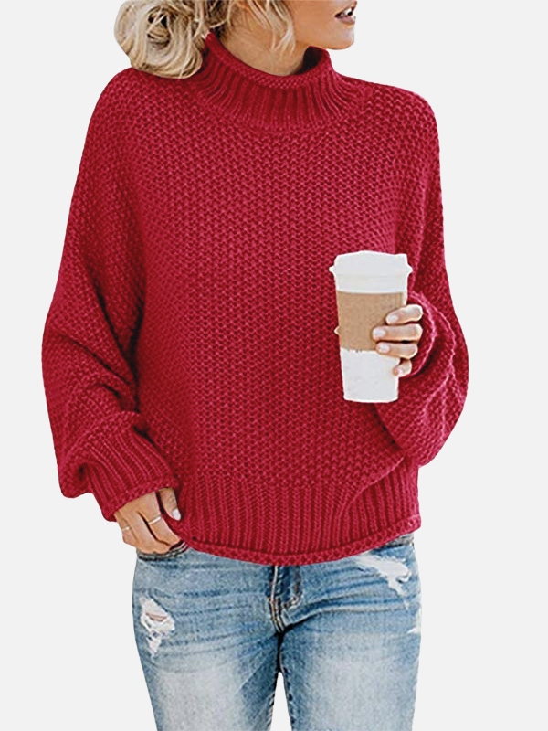Anna | Oversize Sweter z Golfem w Grubym Splecie