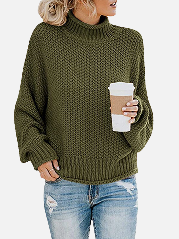 Anna | Oversize Sweter z Golfem w Grubym Splecie
