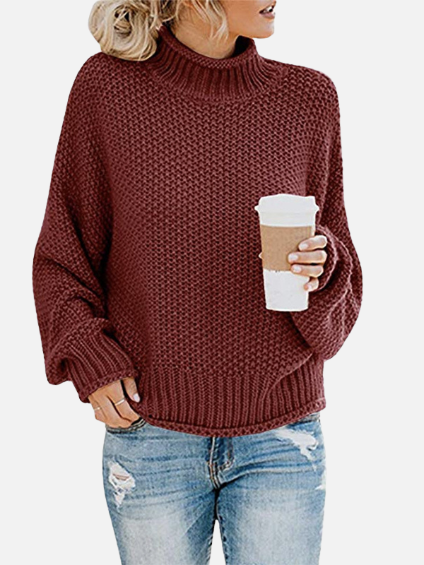 Anna | Oversize Sweter z Golfem w Grubym Splecie