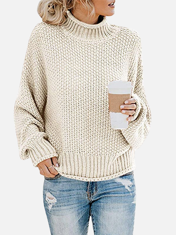 Anna | Oversize Sweter z Golfem w Grubym Splecie