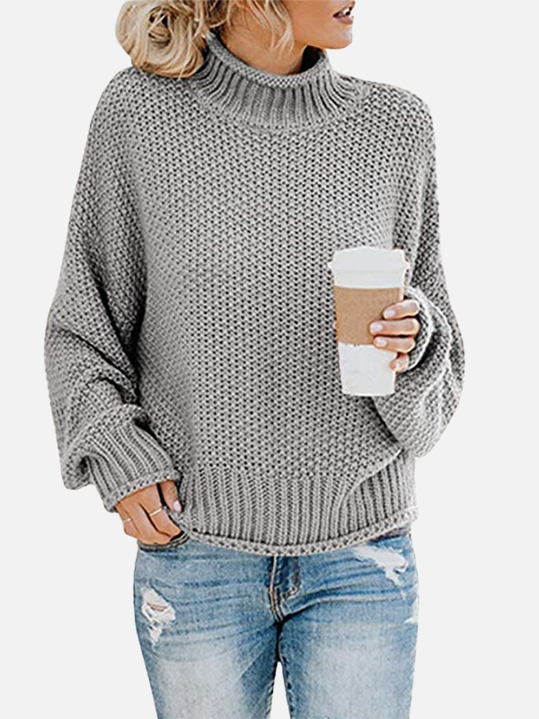Anna | Oversize Sweter z Golfem w Grubym Splecie