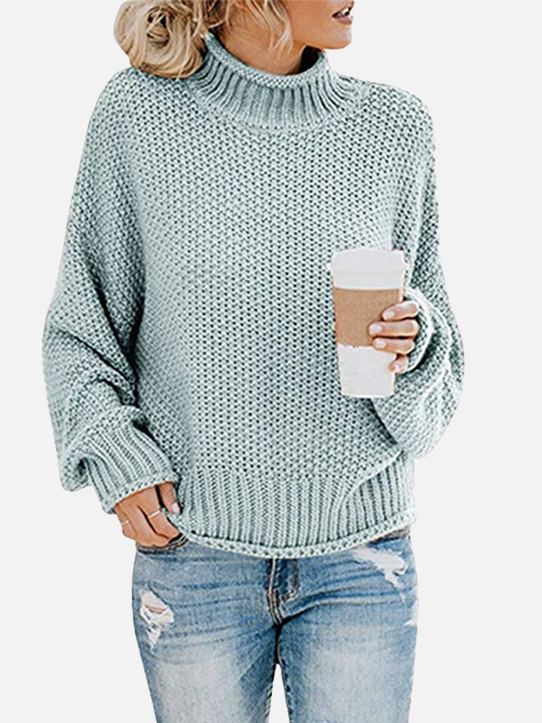 Anna | Oversize Sweter z Golfem w Grubym Splecie