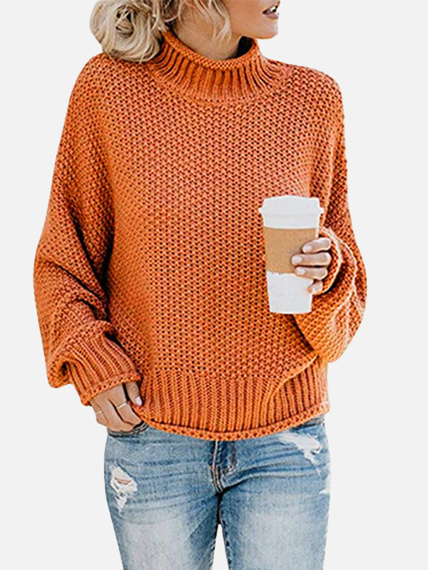 Anna | Oversize Sweter z Golfem w Grubym Splecie
