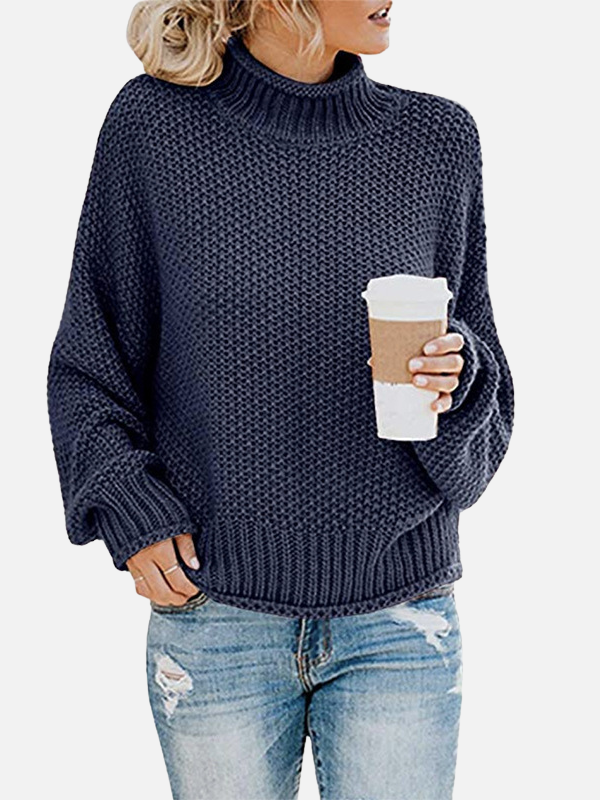 Anna | Oversize Sweter z Golfem w Grubym Splecie