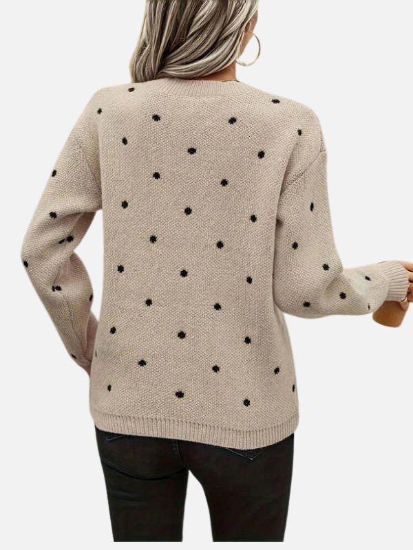 Lene | Sweter w kropki z okrągłym dekoltem