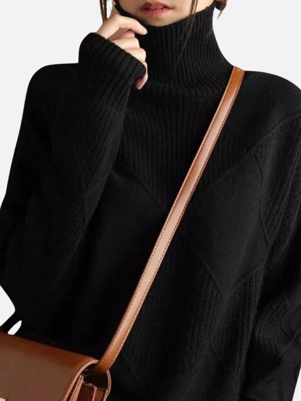 Susanne | Sweter z golfem w romby