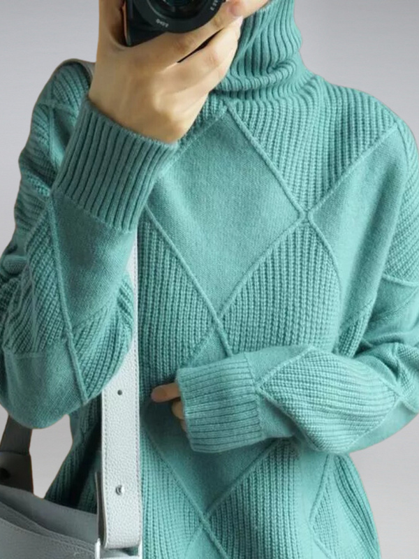 Susanne | Sweter z golfem w romby