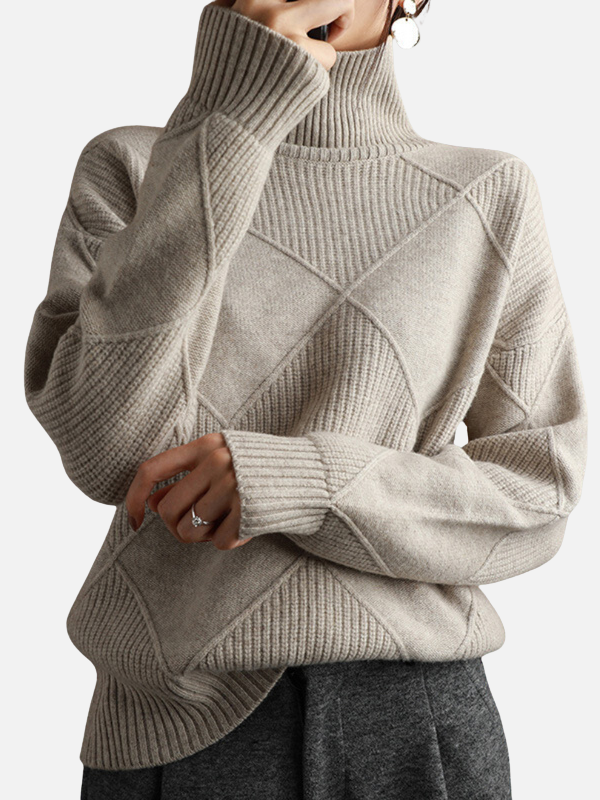 Susanne | Sweter z golfem w romby