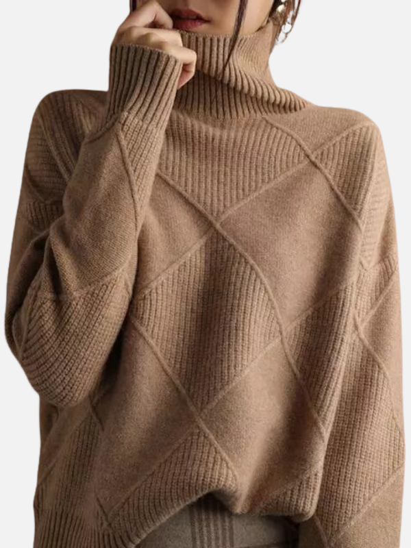 Susanne | Sweter z golfem w romby