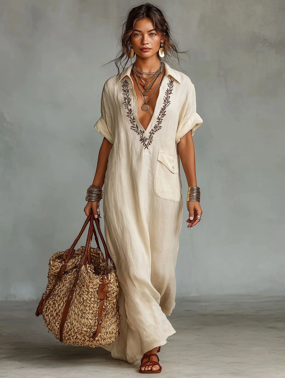 Marta | Boho Sukienka Maxi z kwiatowym nadrukiem