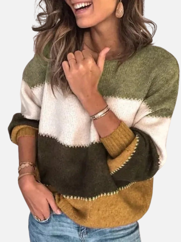 Kirsten | Pasiaste sweter z okrągłym dekoltem