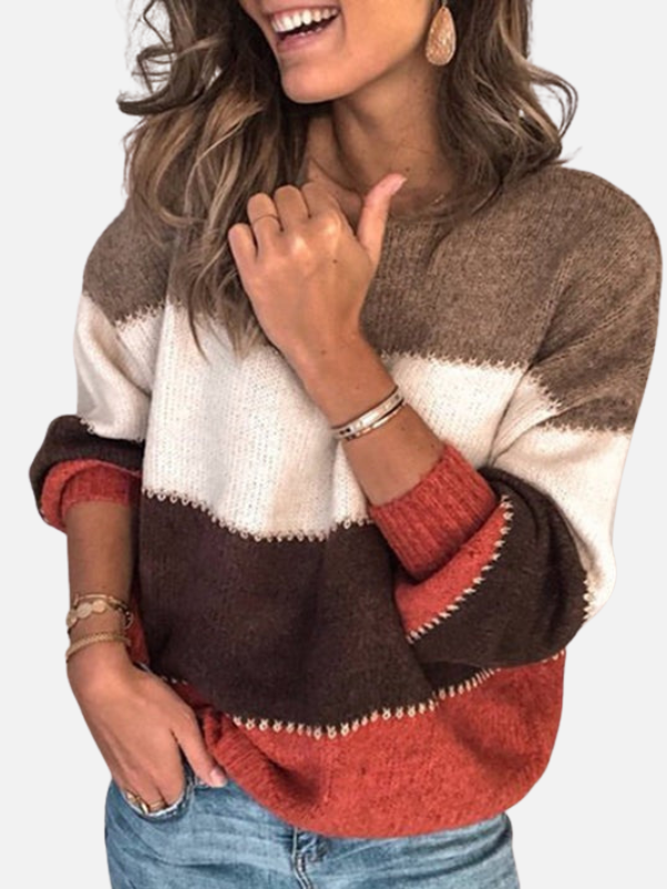 Kirsten | Pasiaste sweter z okrągłym dekoltem