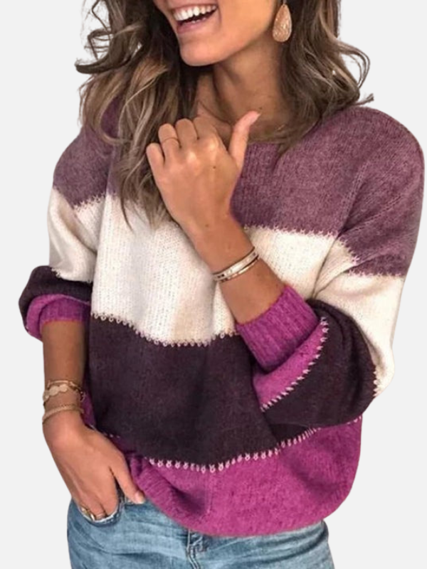 Kirsten | Pasiaste sweter z okrągłym dekoltem