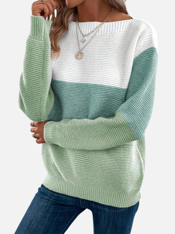 Anne | Sweter w kolorowe bloki z dekoltem łódką