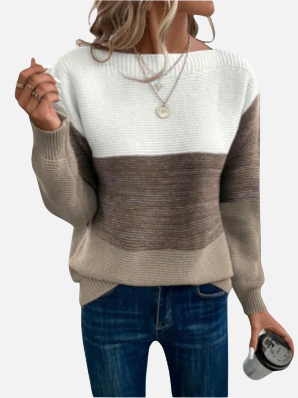 Anne | Sweter w kolorowe bloki z dekoltem łódką