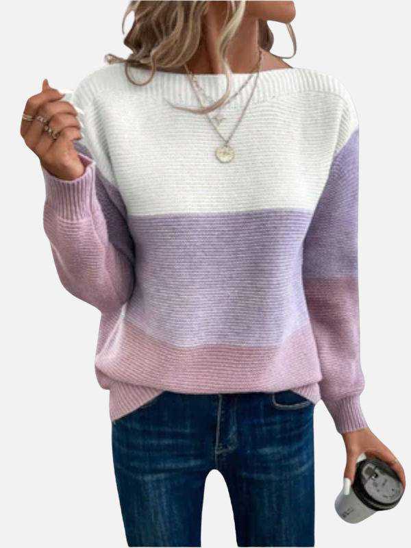 Anne | Sweter w kolorowe bloki z dekoltem łódką