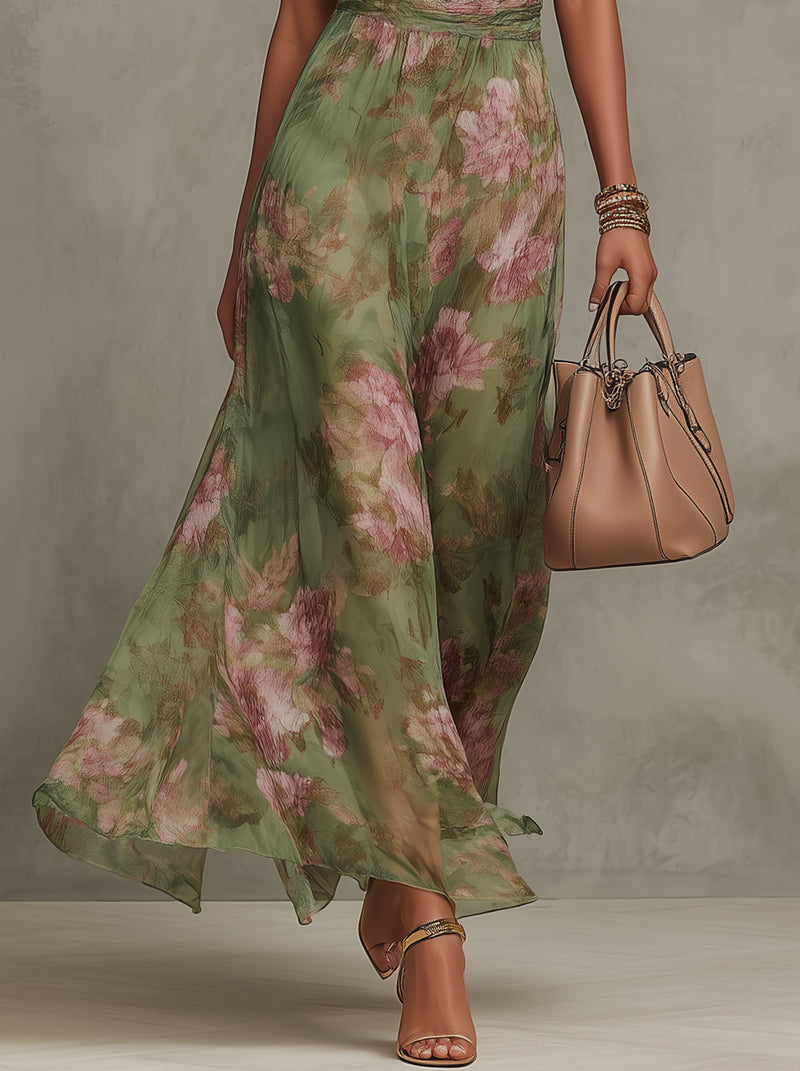 Serena | Kwiatowa Sukienka Maxi na Halter