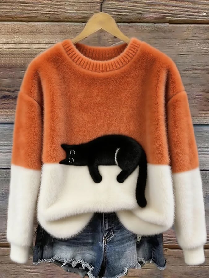 Belinda - Oversized sweter z motywem kota