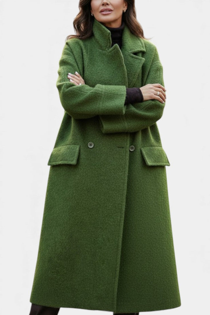 Kornelia | Oversize Długi Płaszcz Dwurzędowy